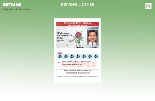 Модерен стил, шаблон за привремена возачка дозвола Австралија Нов Јужен Велс